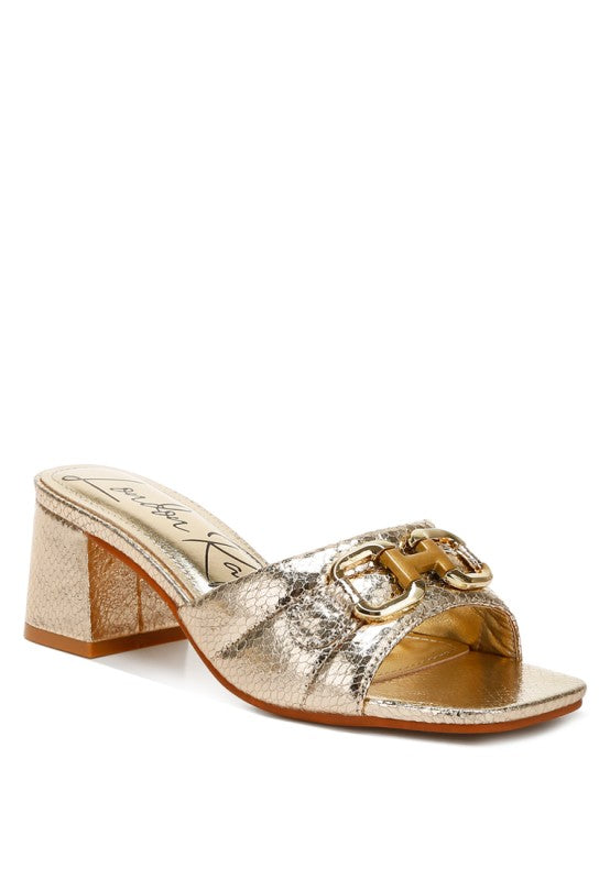 Bellamy Horsebit Detail Snake Print Sandals (Copy)