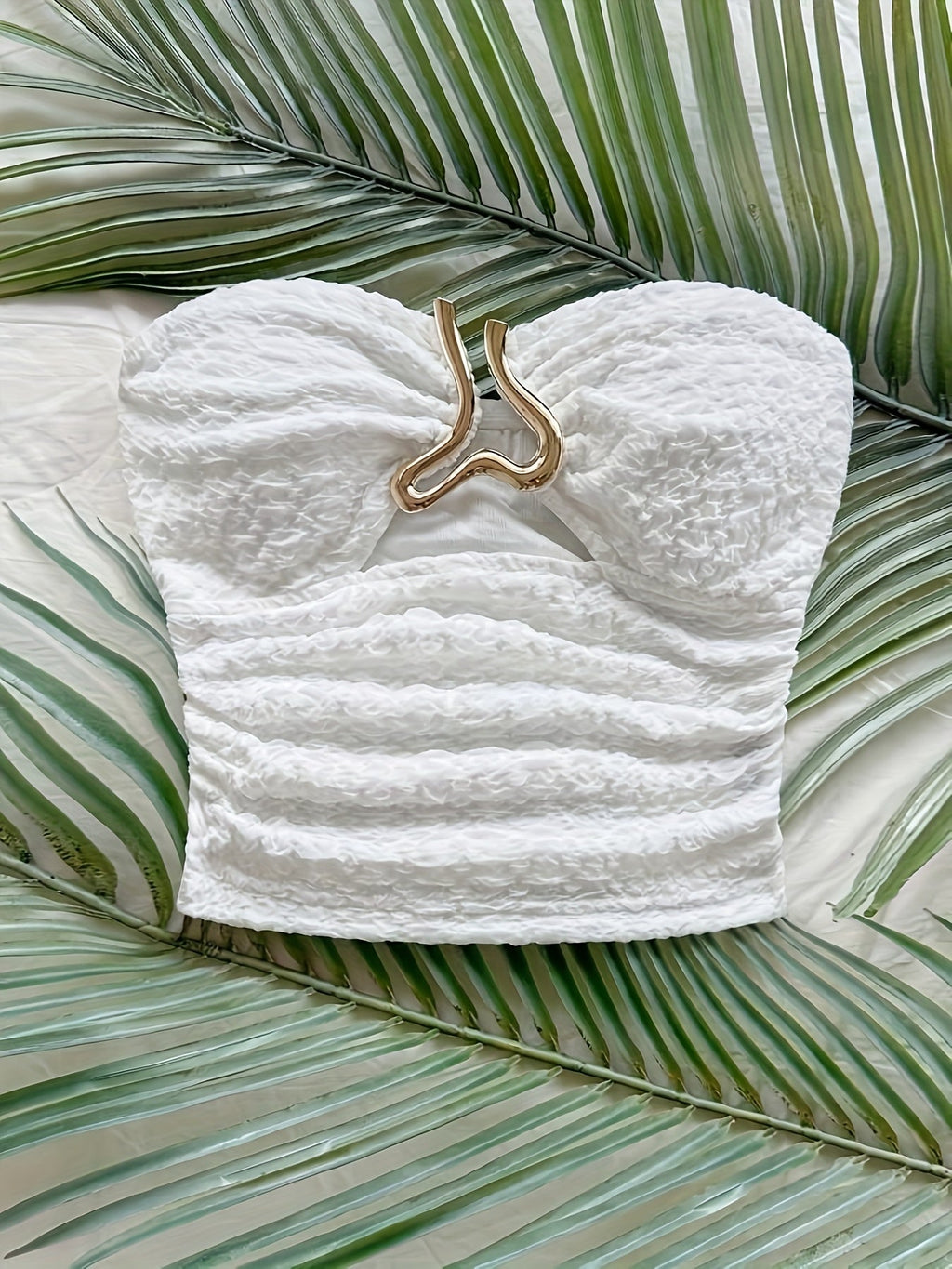 Strapless Top with Heart-Shaped Metal Front Closure