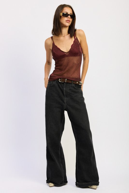 METALLIC CHAINMAIL BIAS CAMI TOP