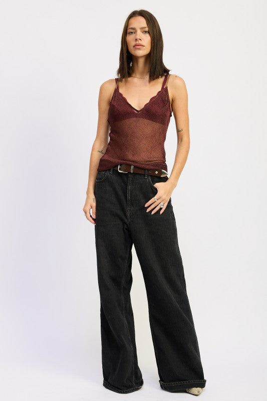 METALLIC CHAINMAIL BIAS CAMI TOP