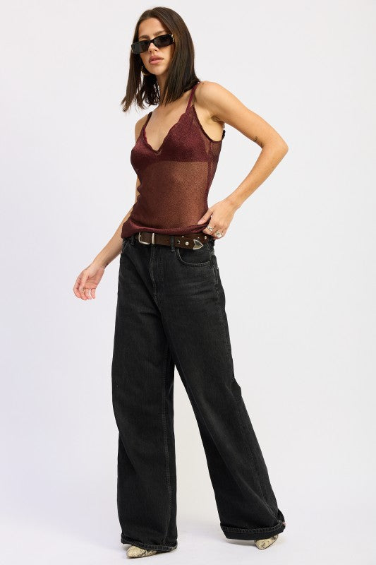 METALLIC CHAINMAIL BIAS CAMI TOP