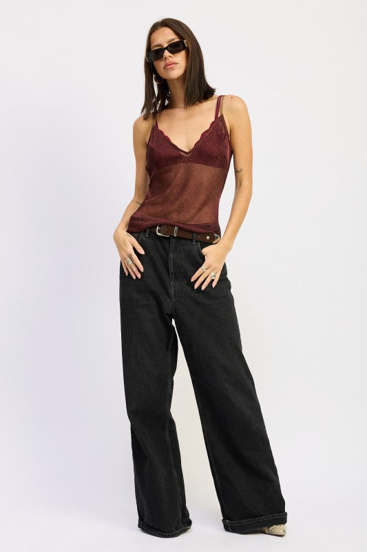 METALLIC CHAINMAIL BIAS CAMI TOP