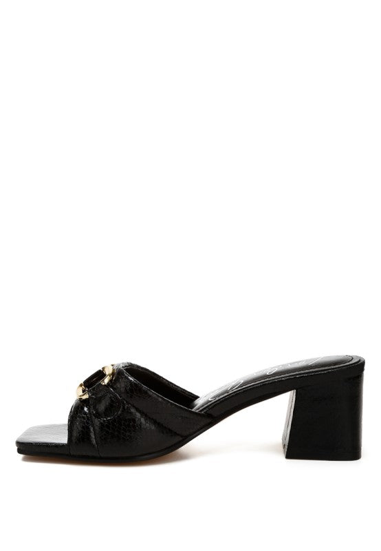 Bellamy Horsebit Detail Snake Print Sandals (Copy)