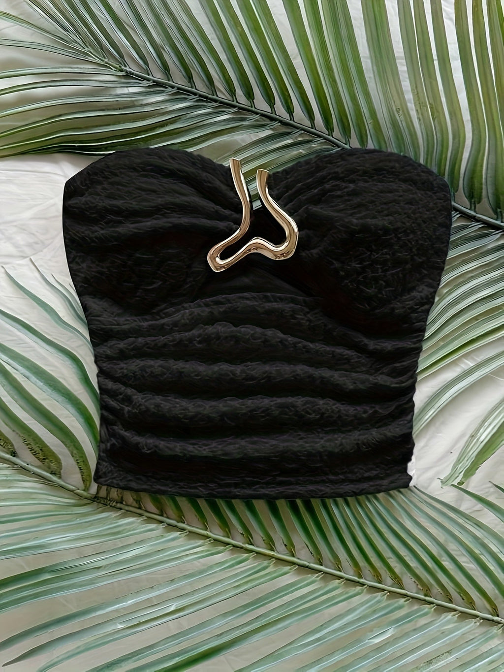 Strapless Top with Heart-Shaped Metal Front Closure