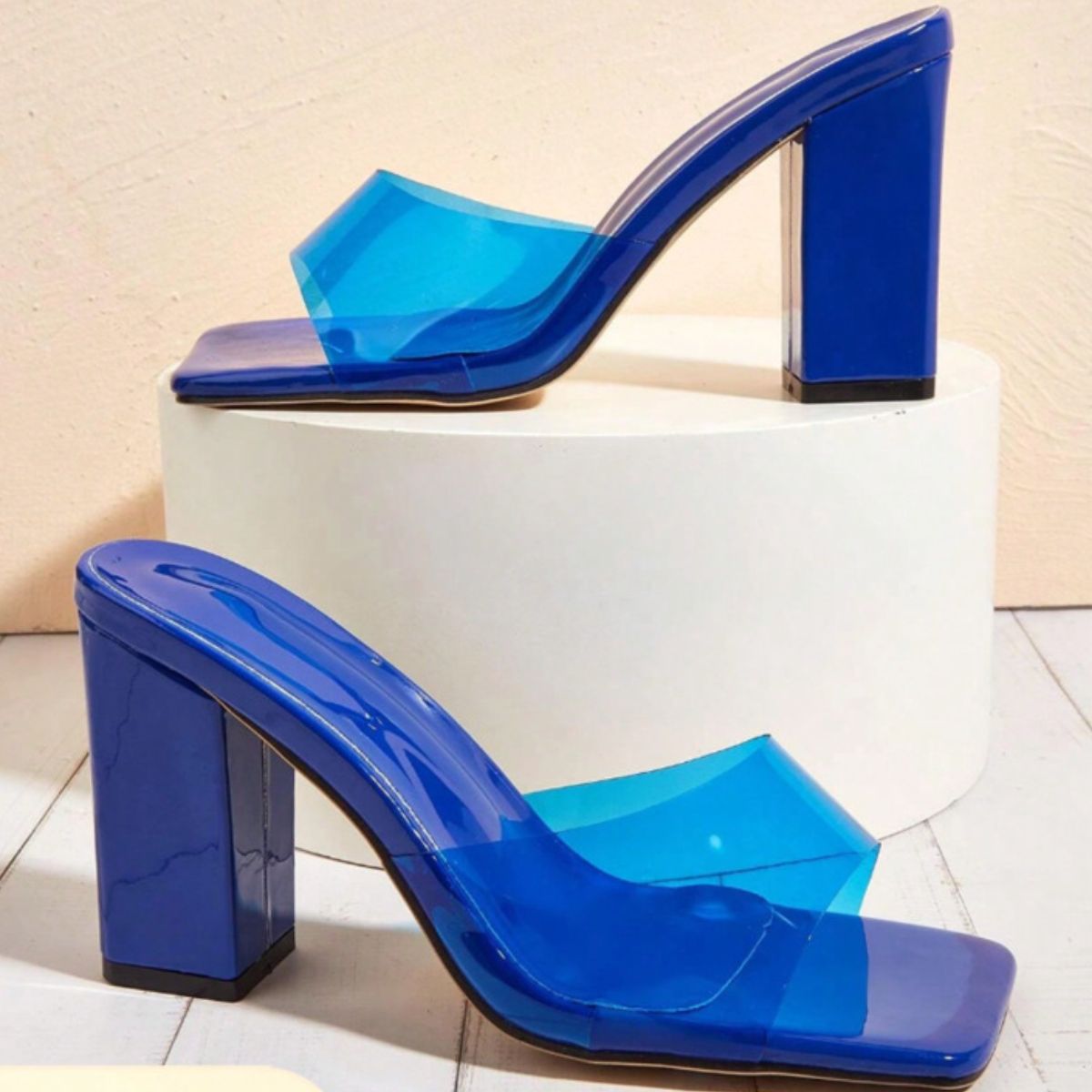 Max Luxe Square Toe Block Heels