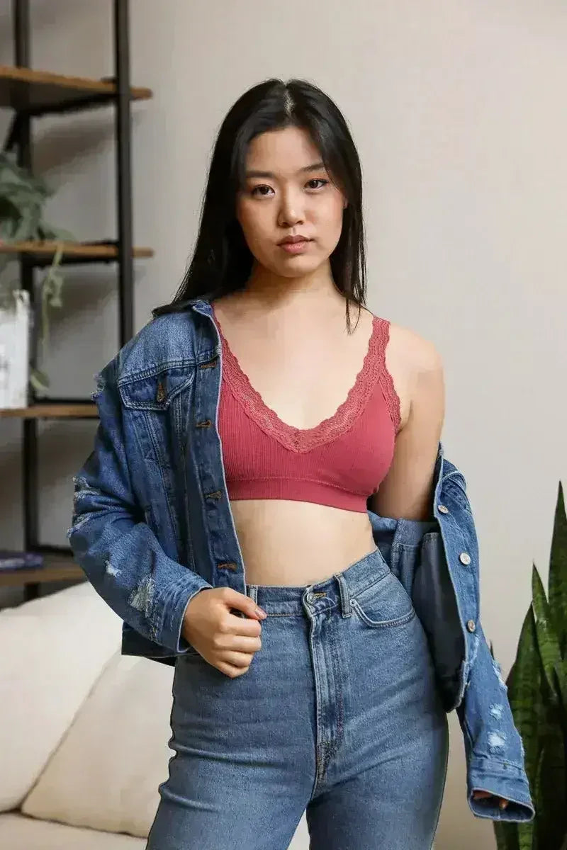 Lace Trim Padded Bralette - Comfortable Everyday Bra | Femstylo (Copy)