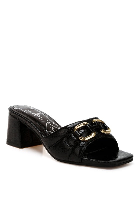 Bellamy Horsebit Detail Snake Print Sandals (Copy)