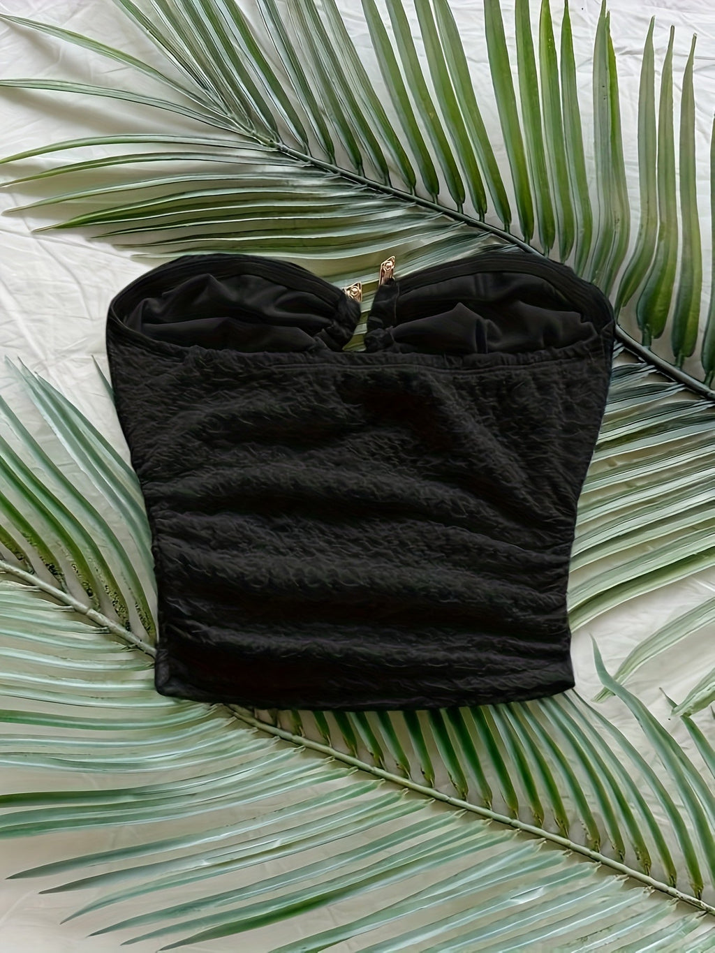 Strapless Top with Heart-Shaped Metal Front Closure