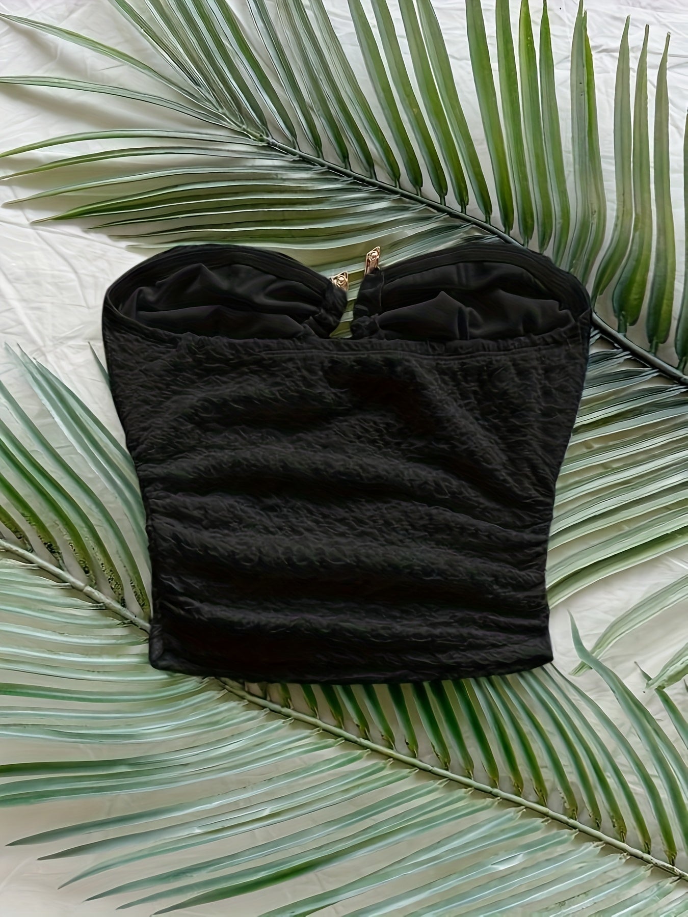 Strapless Top with Heart-Shaped Metal Front Closure