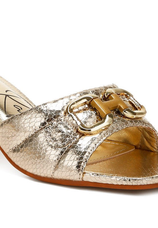 Bellamy Horsebit Detail Snake Print Sandals (Copy)