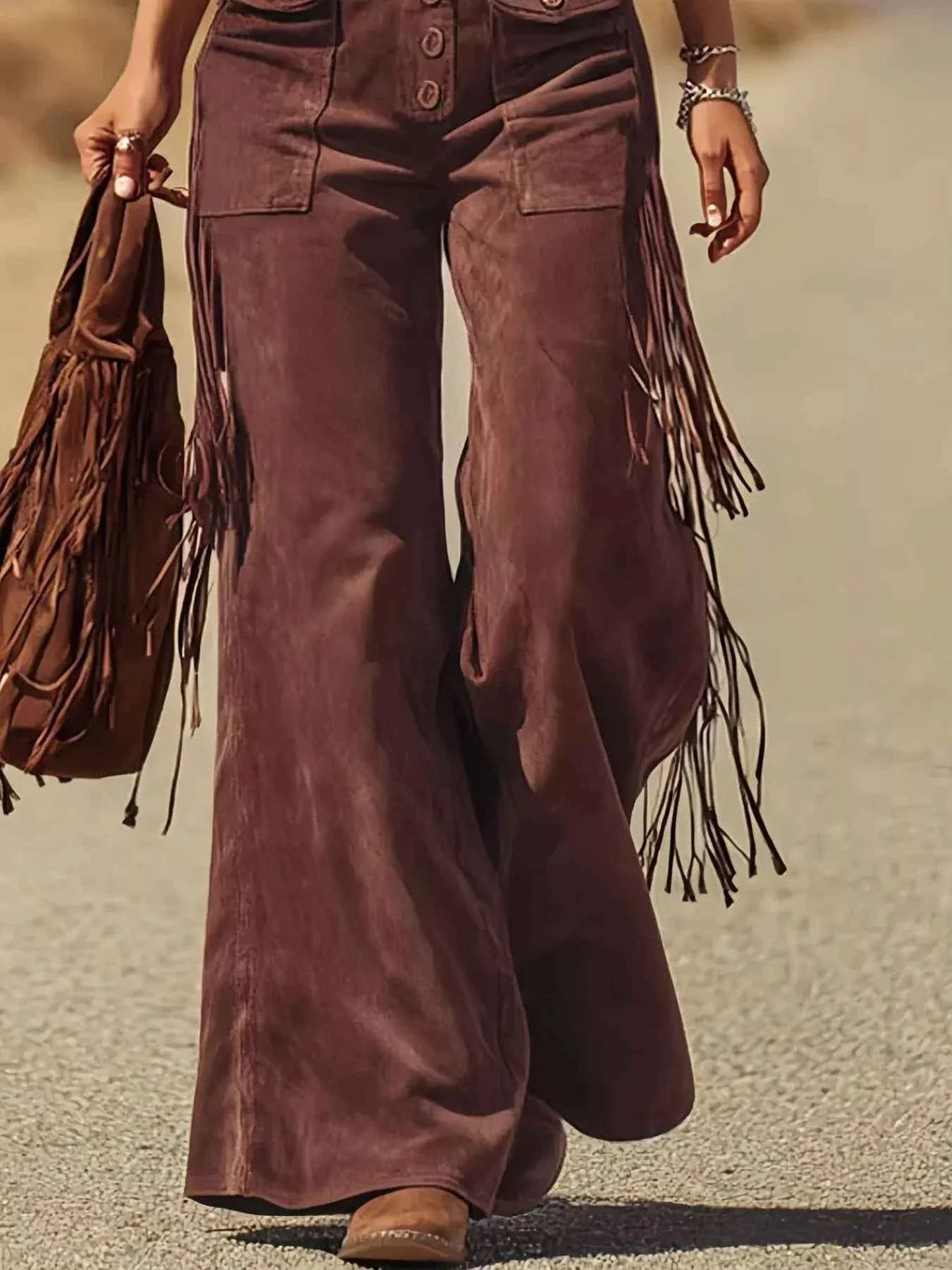 Fringe Corduroy Button Front Overalls