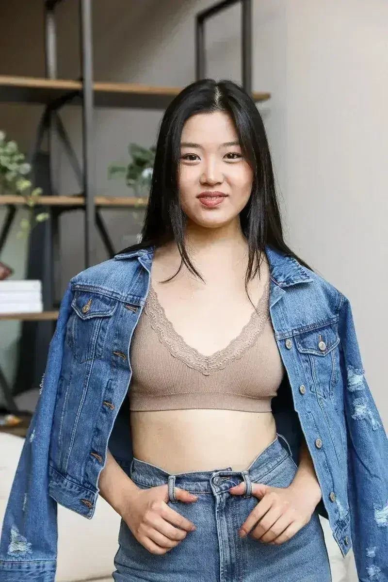 Lace Trim Padded Bralette - Comfortable Everyday Bra | Femstylo (Copy)