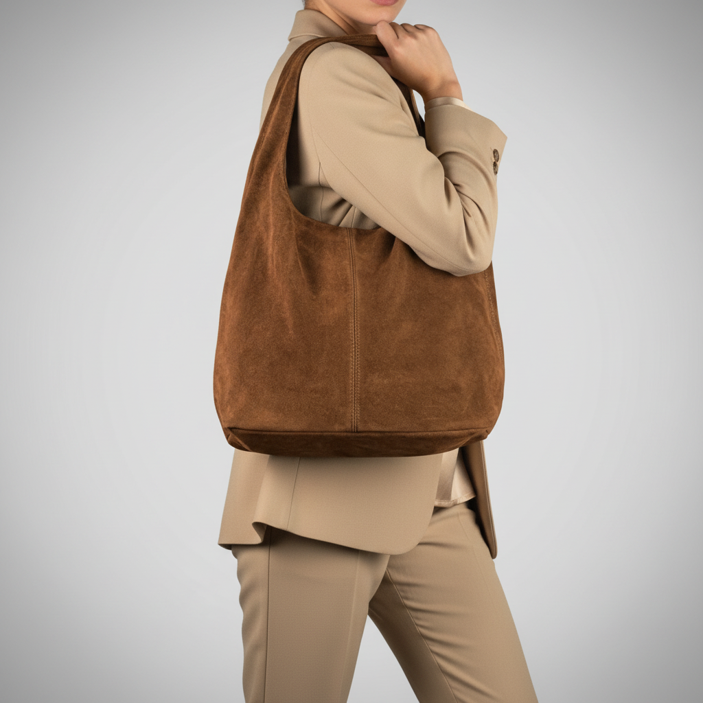 Suede Leather Hobo Bag